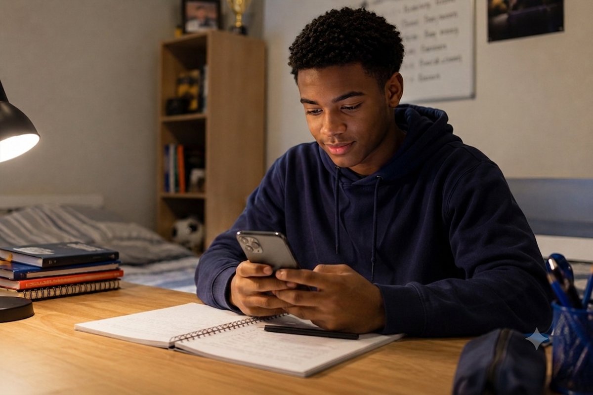 South African learner studying with LearnerFlow on his phone